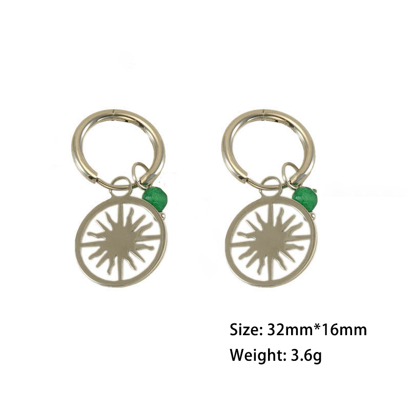 316L Openwork Sun God Charm Earrings in Stainless Steel