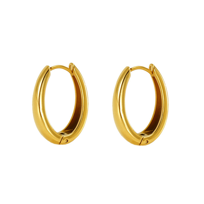 Classic 18k Gold Plated Oval Stainless Steel Hoops