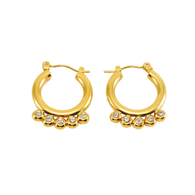 Daily Small Rhinestone Hoop Earrings in Stainless Steel