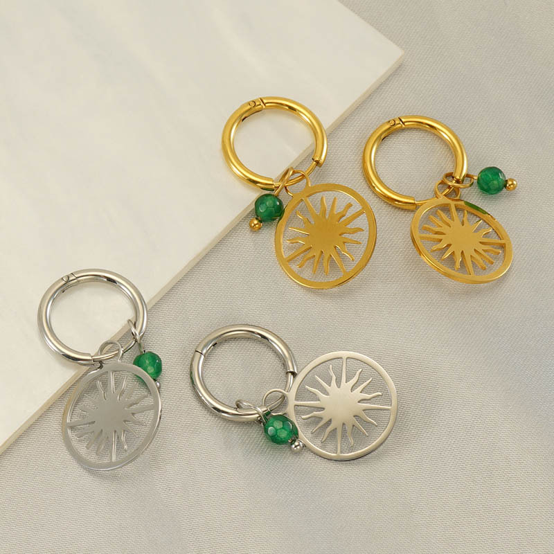 316L Openwork Sun God Charm Earrings in Stainless Steel
