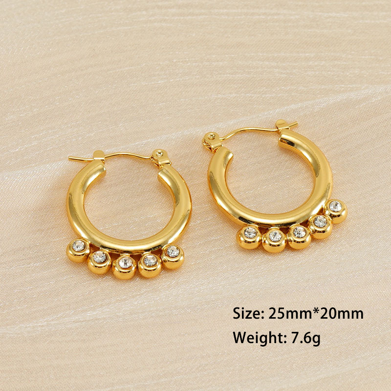 Daily Small Rhinestone Hoop Earrings in Stainless Steel