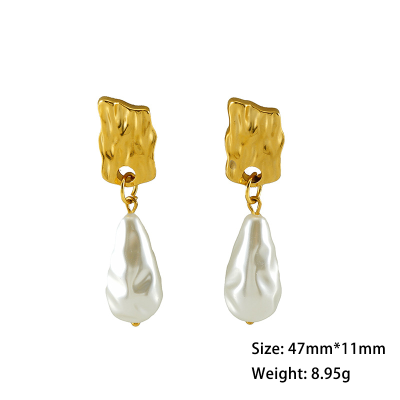 Classic 316L Stainless Steel Pearl Charm  Stud Earrings