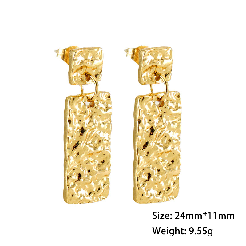 Personalised Stainless Steel Geometric Stainless Steel Hammered Earrings