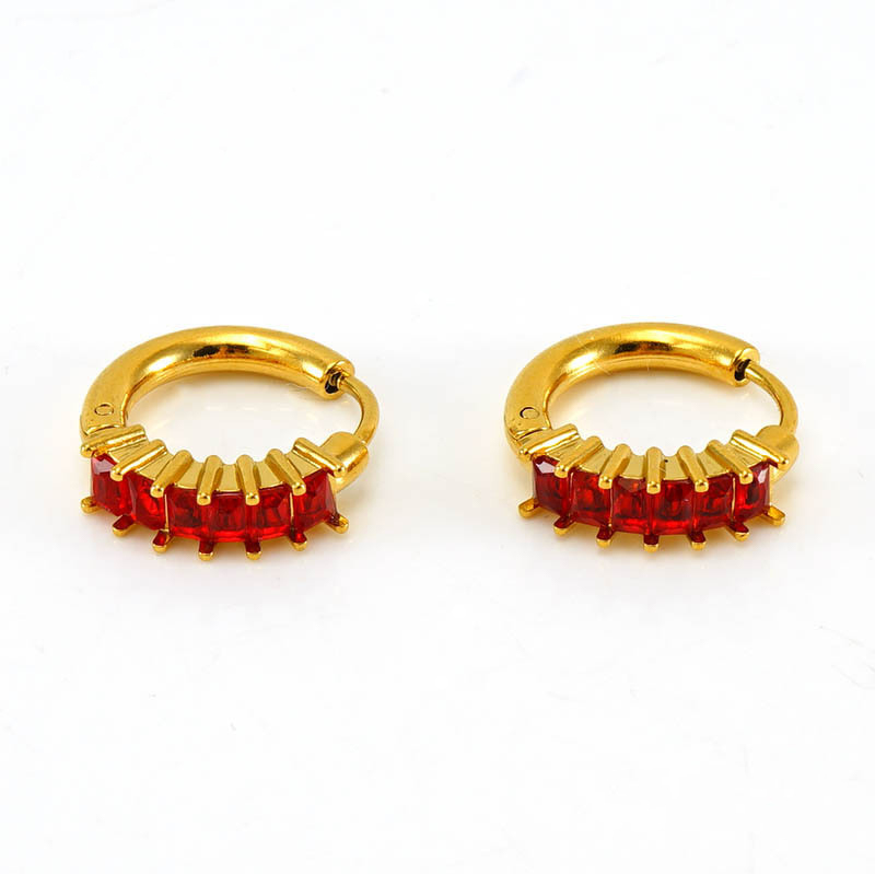 18k Gold Plated Stainless Steel Hoop Earrings With Zircon