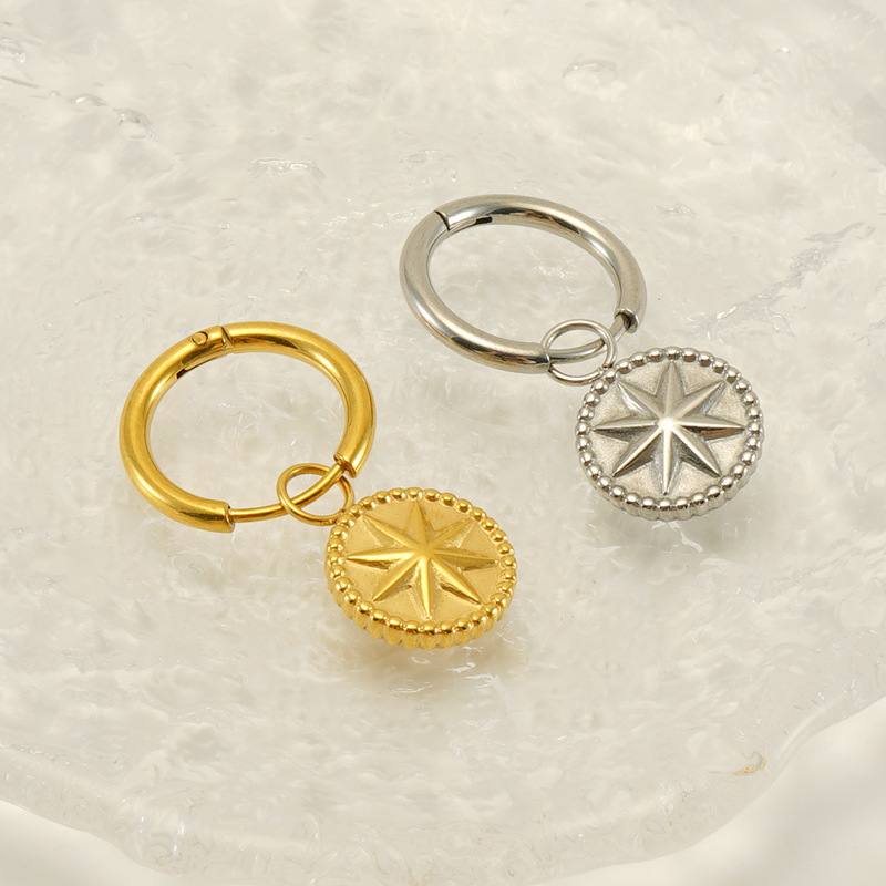 Stainless Steel European And American Fashion Eight-Pointed Star Earrings