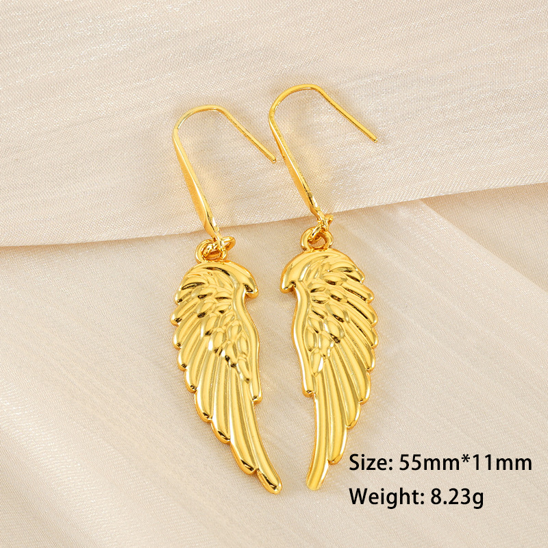 Exquisite 18K Gold Plated Angel Wing Stainless Steel Earrings