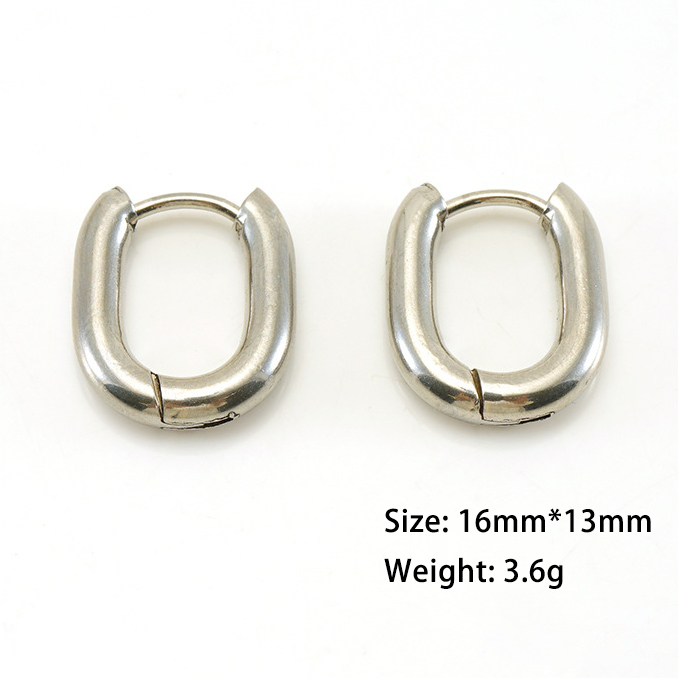 PVD Coated Simple U-Shape Stainless Steel Hoop Earrings