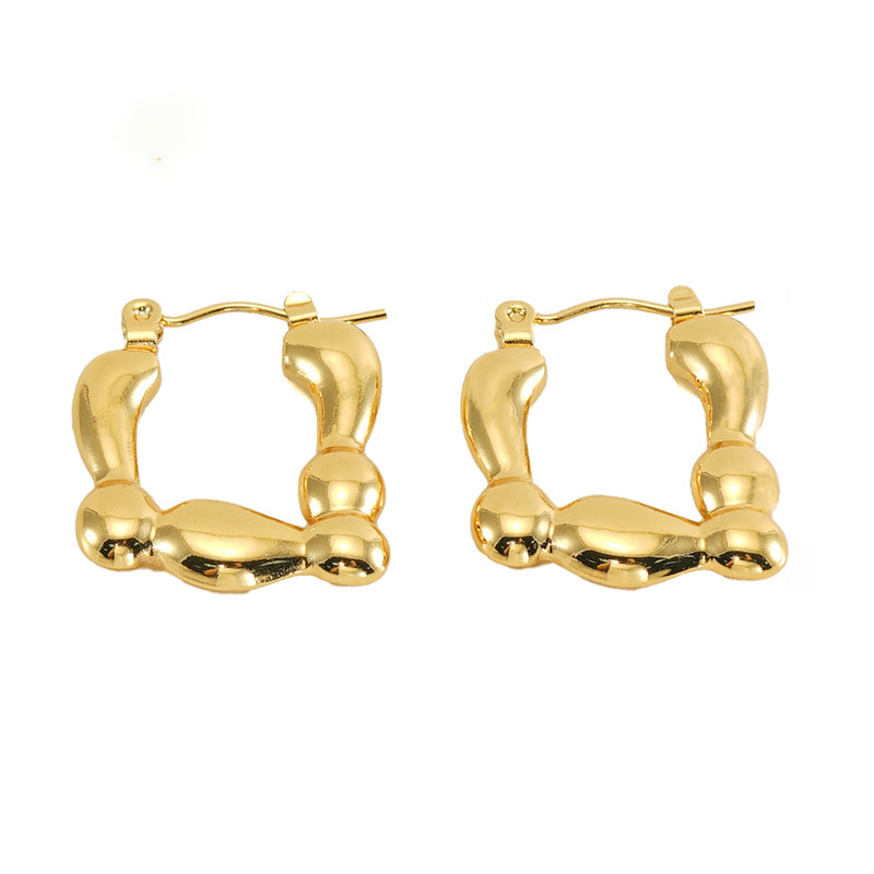 Geometric PVD Coating Stainless Steel Square Hoop Earrings