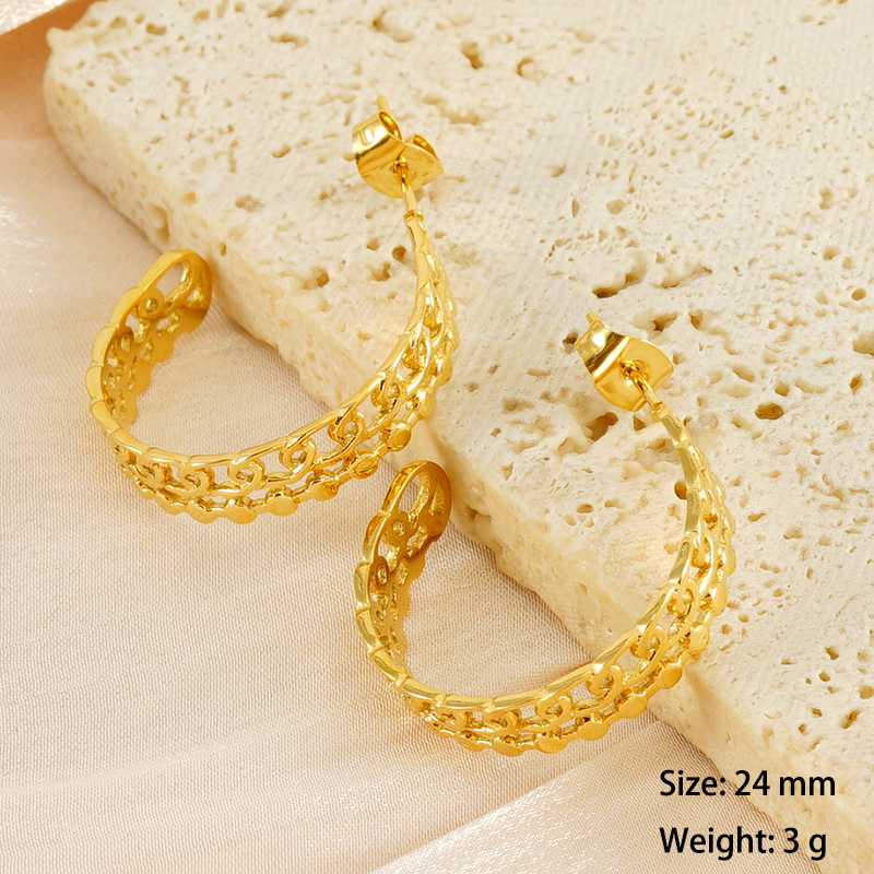Fashion PVD Coated Geometric Hoop Earrings in Stainless Steel