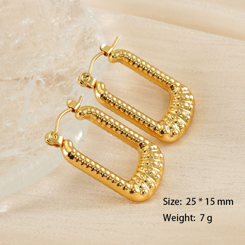 Glamorous Stainless Steel U-Shaped Hoop Earrings in Vacuum Plating
