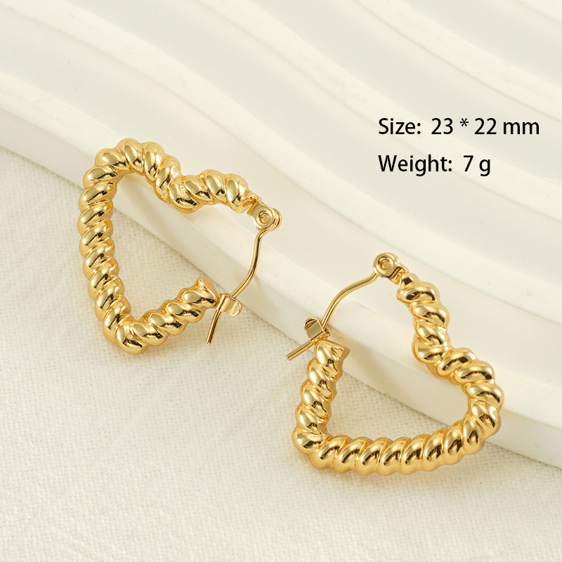 Romantic Polished 316L Stainless Steel Heart Hoop Earrings