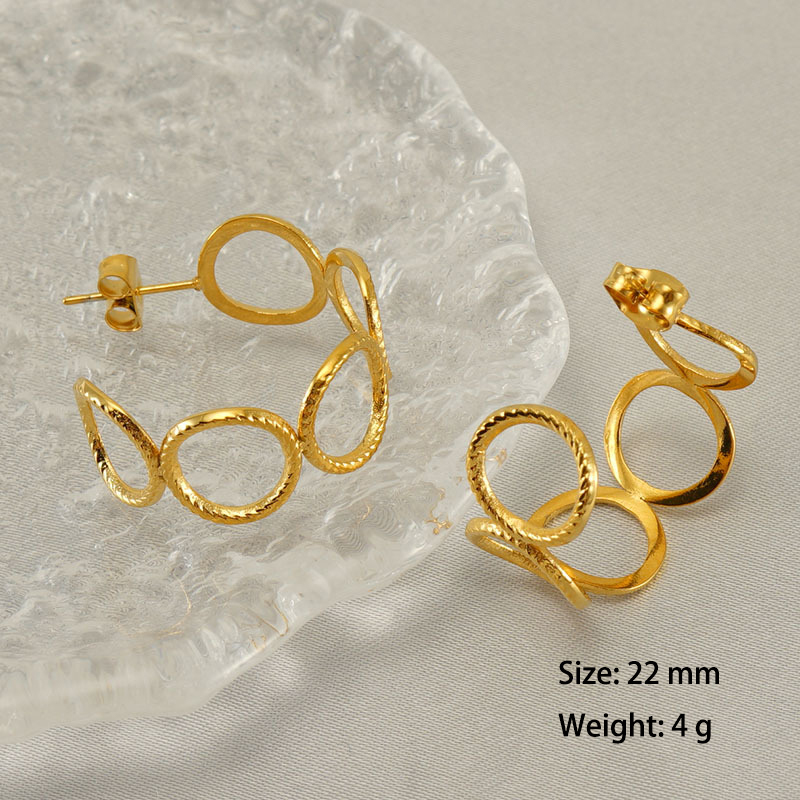 Simple Hollow Round Lead Free Stainless Steel C Hoop Earrings