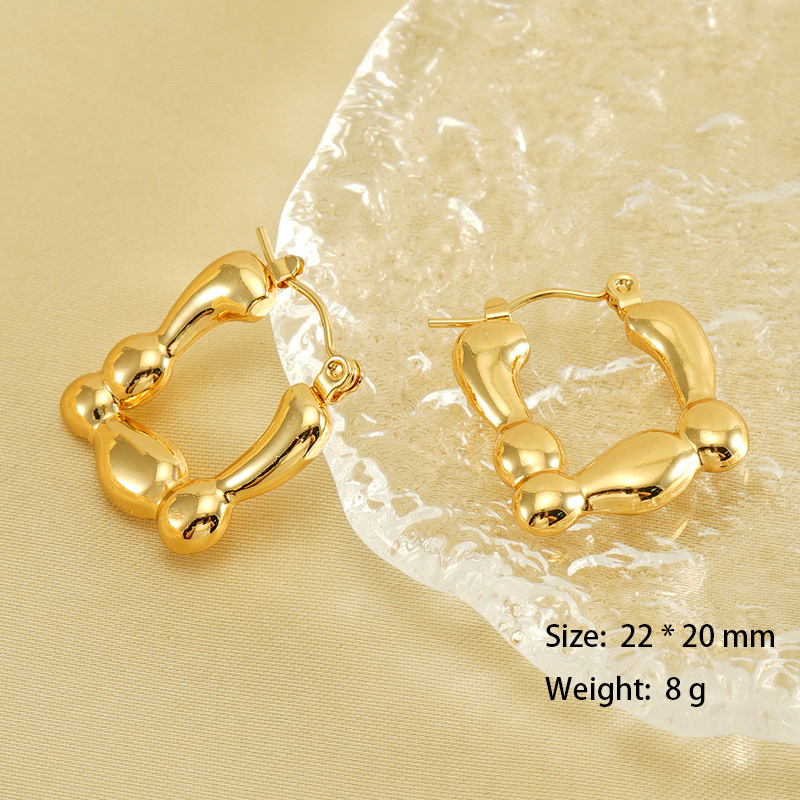 Geometric PVD Coating Stainless Steel Square Hoop Earrings