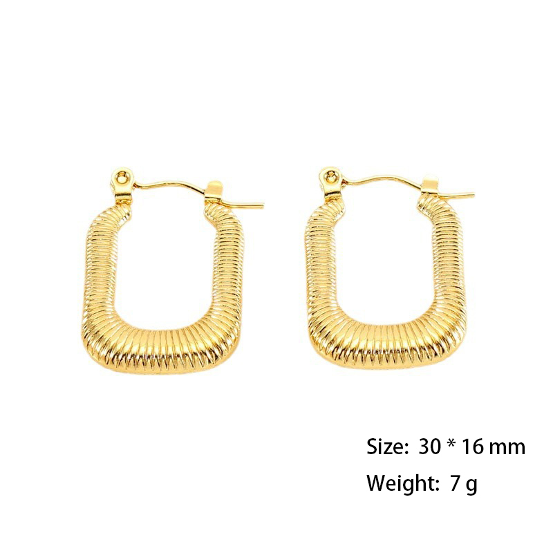Textured U-Shaped Hoop Earrings in 316L Stainless Steel