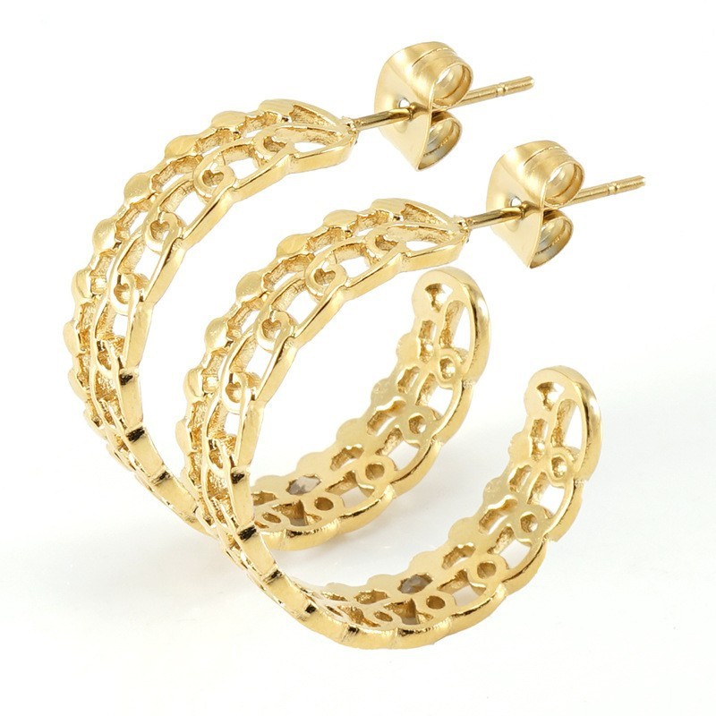 Fashion PVD Coated Geometric Hoop Earrings in Stainless Steel