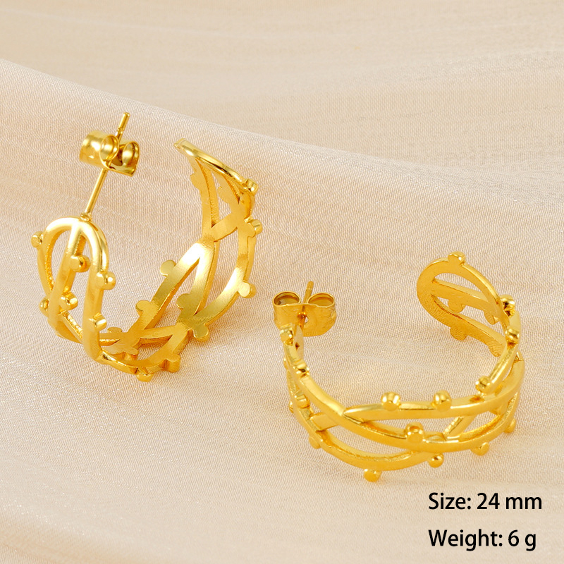 Rustic Branch 316L Stainless Steel Hoop Earrings