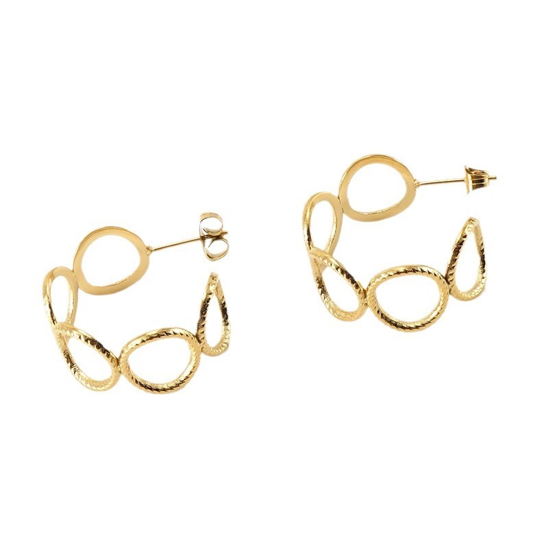 Simple Hollow Round Lead Free Stainless Steel C Hoop Earrings