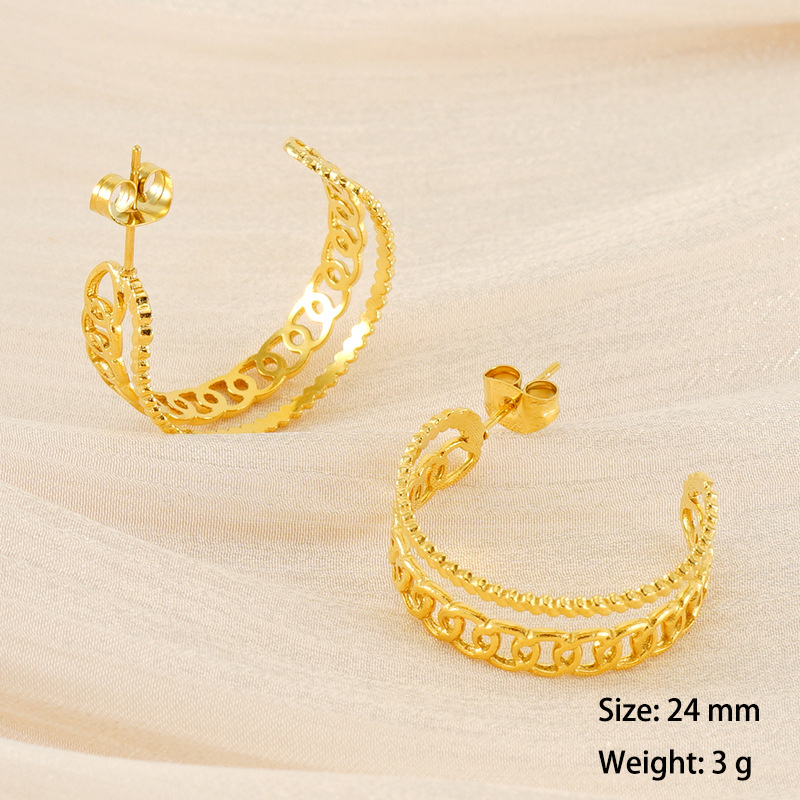 Bold 316L Double  Geometric  Earrings  in Stainless Steel