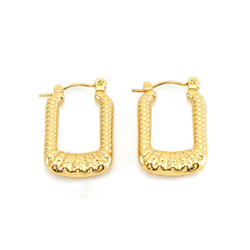 Glamorous Stainless Steel U-Shaped Hoop Earrings in Vacuum Plating