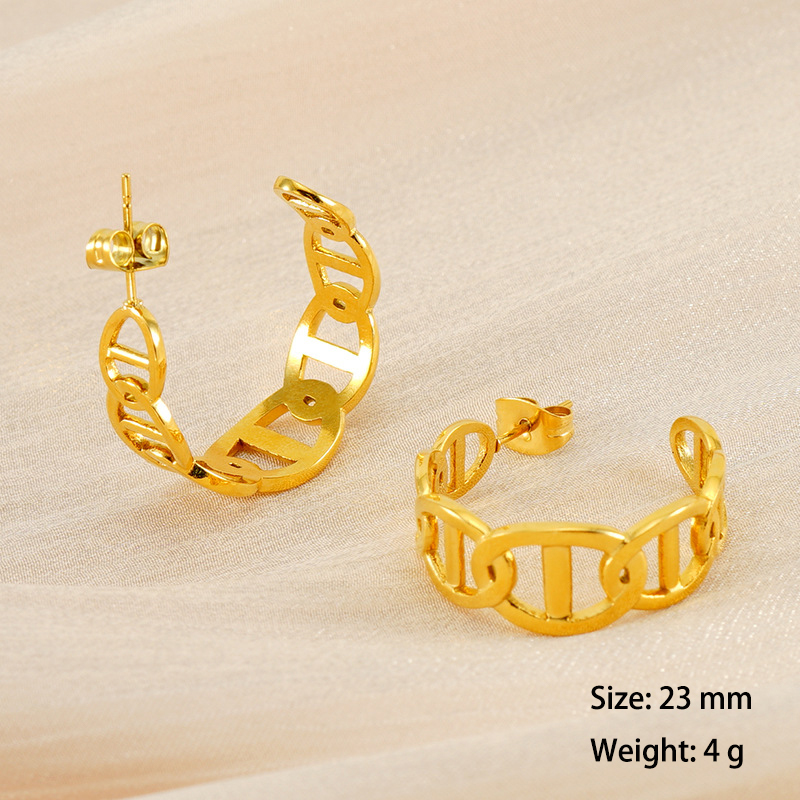 Trendy  Hypoallergenic C Hooped Stainless Steel  Earrings