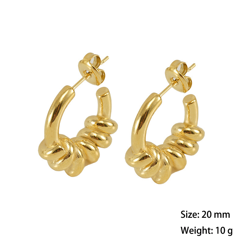 PVD Coated Stainless Steel Spiral Wire Wrap C Hoop Earrings