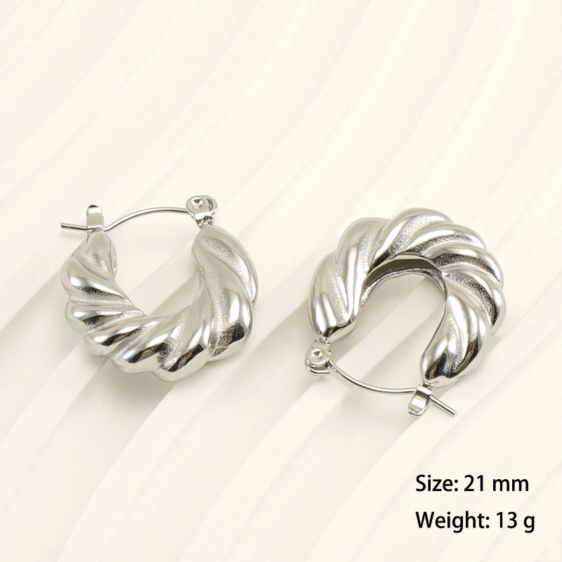 Vintage Polishing Twisted 316L Surgical Steel Hoop Earrings