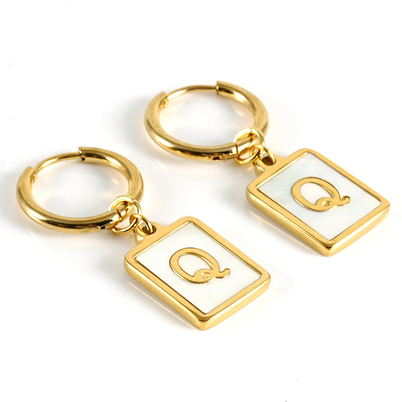 Sophisticated 26 Letter Stainless Steel Huggie Earrings with Enamel