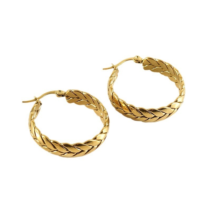 Polishing Wheat Hoop Earrings in 316L Surgical Stainless Steel