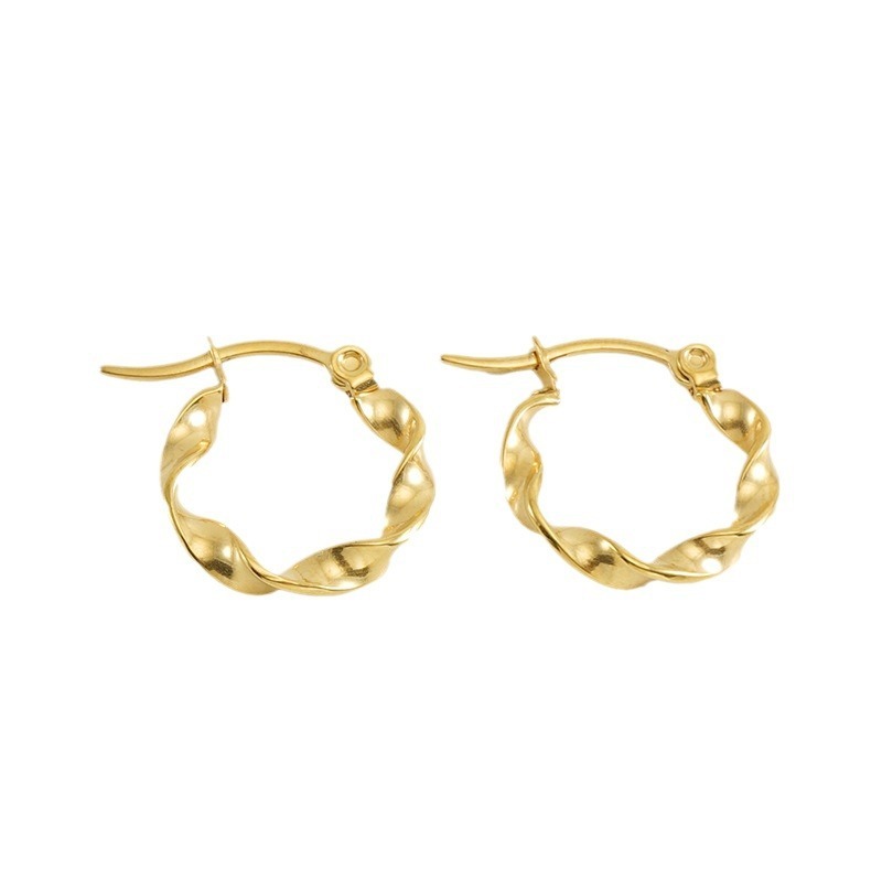 18K Gold Hypoallergenic Irregular Twisted Stainless Steel Hoop Earrings