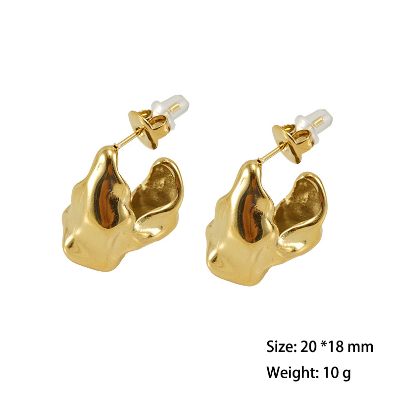 Hammered C Hoop Earrings in 316L Surgical Stainless Steel