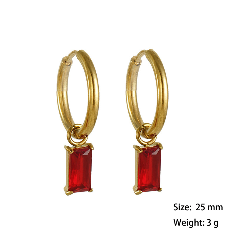 Cute Minimalist Stainless Steel Huggie Earrings With Zirconia Charm