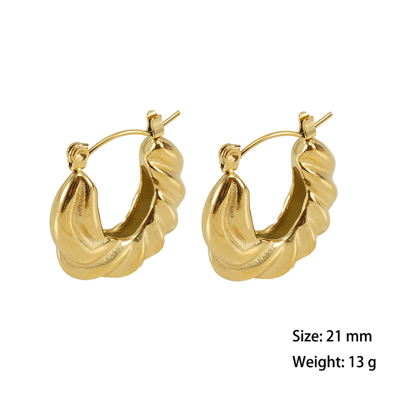 Vintage Polishing Twisted 316L Surgical Steel Hoop Earrings