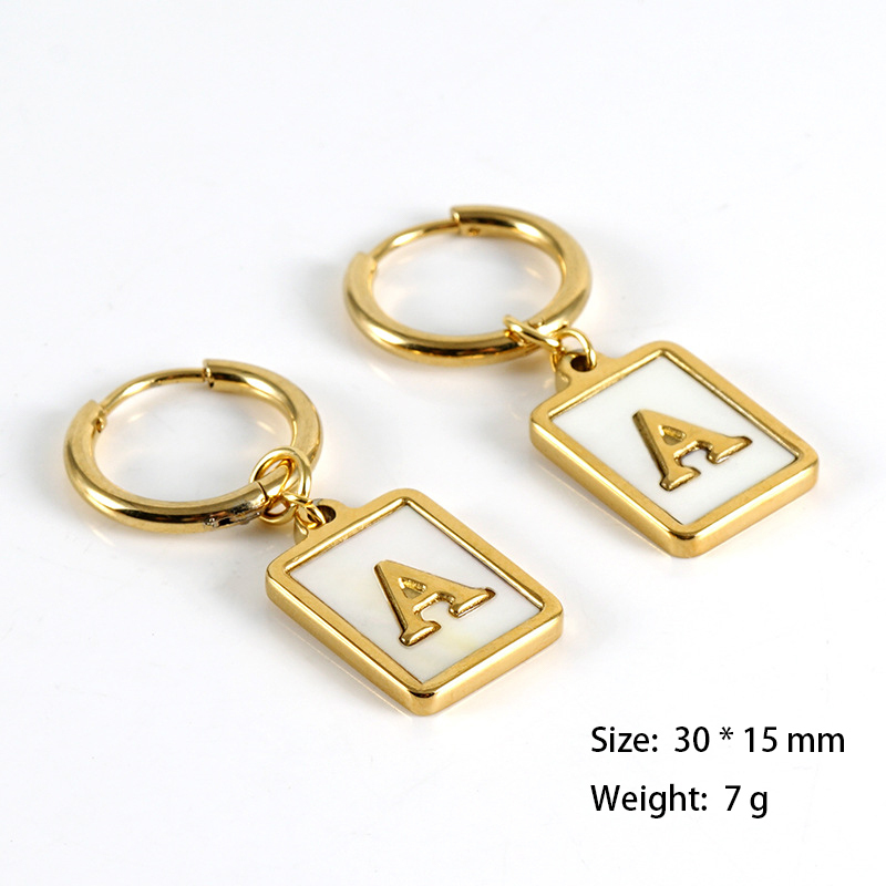 Sophisticated 26 Letter Stainless Steel Huggie Earrings with Enamel