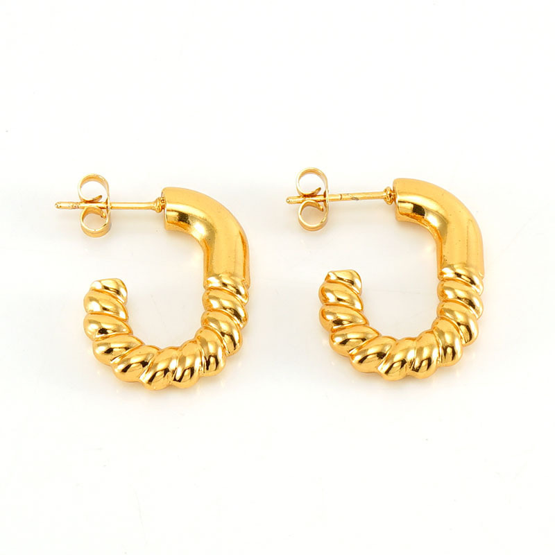 Semi-Spiral J Hoop Earrings in 18K Gold Plated Stainless Steel
