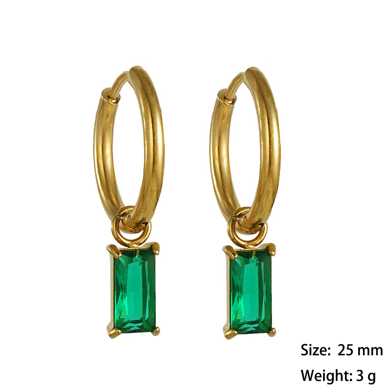 Cute Minimalist Stainless Steel Huggie Earrings With Zirconia Charm