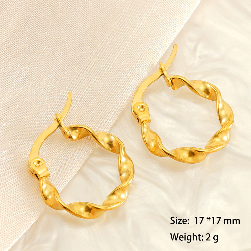 18K Gold Hypoallergenic Irregular Twisted Stainless Steel Hoop Earrings
