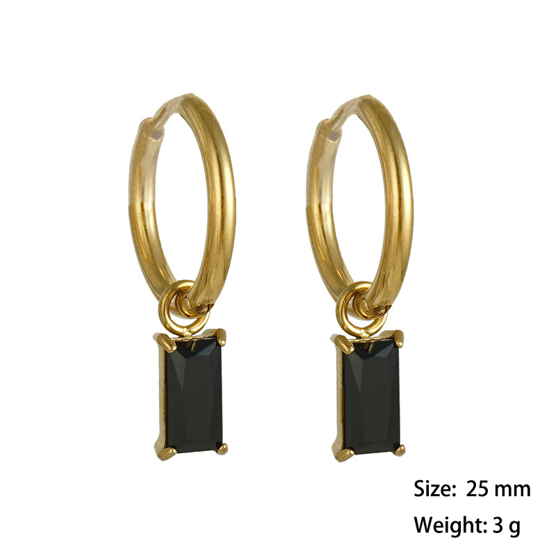 Cute Minimalist Stainless Steel Huggie Earrings With Zirconia Charm