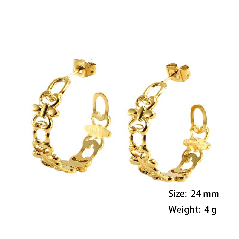 Personalized Hollow Totem Stainless Steel C Hoop Earrings