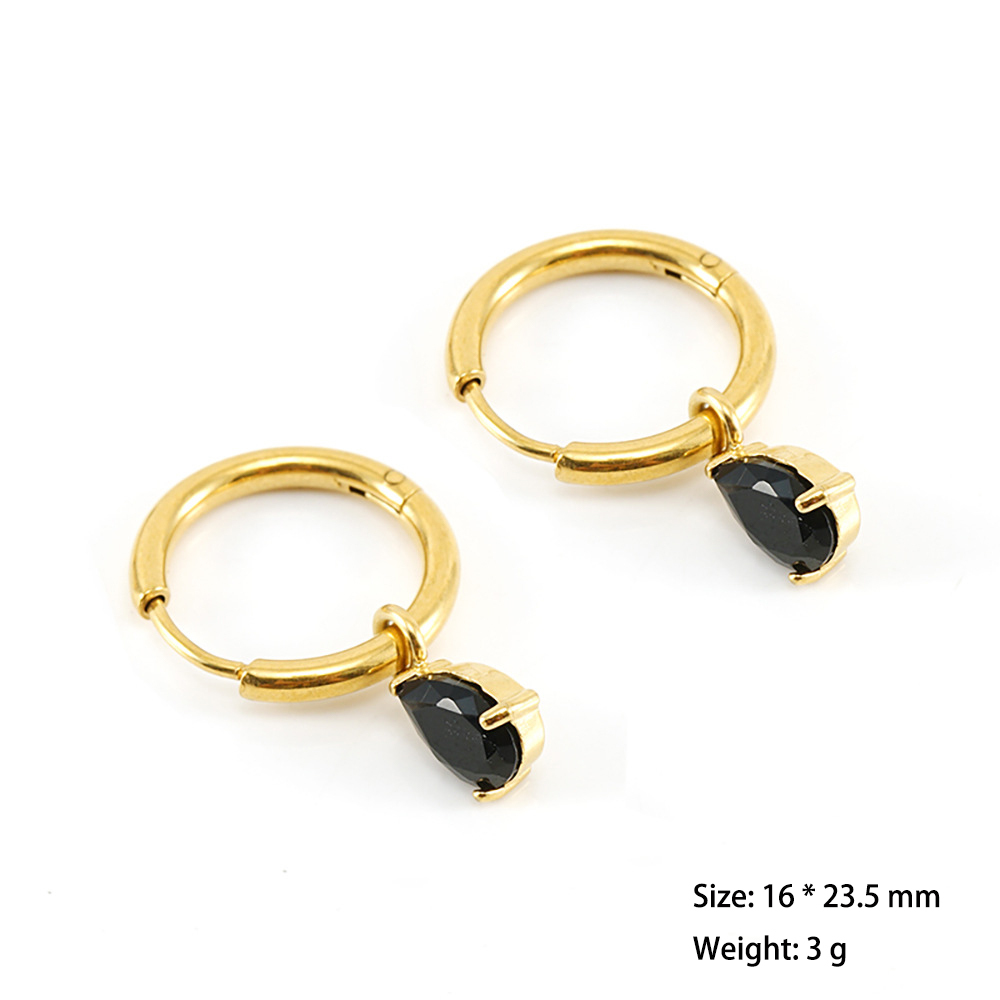 Ins Style 316L Stainless Steel with Heart  Zirconia Dangle Huggie Earrings