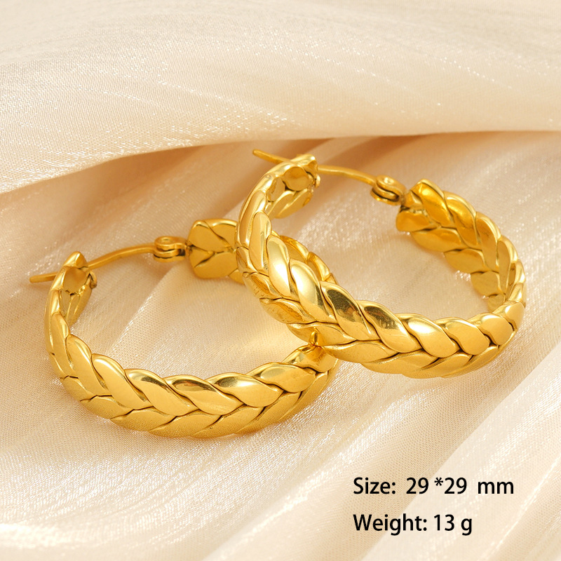 Polishing Wheat Hoop Earrings in 316L Surgical Stainless Steel