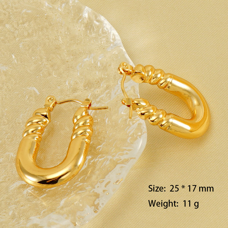 Sophisticated  U-shaped 316L Stainless Steel  Hoop Earrings
