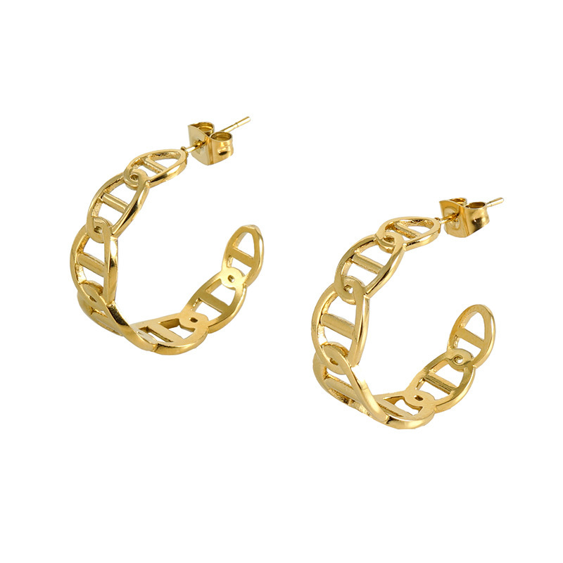 Trendy  Hypoallergenic C Hooped Stainless Steel  Earrings