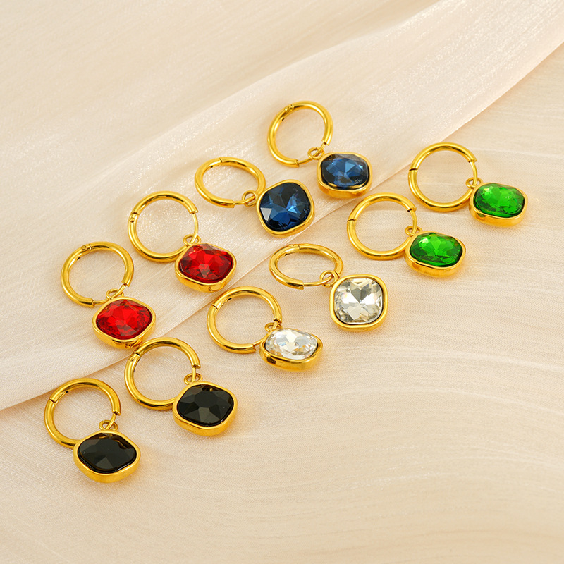 Delicate Coloured Zircon Huggie Earrings in 316L Surgical Stainless Steel