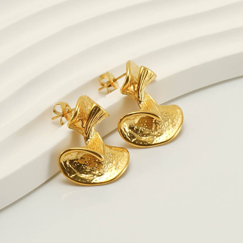 Avant-Garde Irregular Twisted Embossed Stud Earrings in Stainless Steel