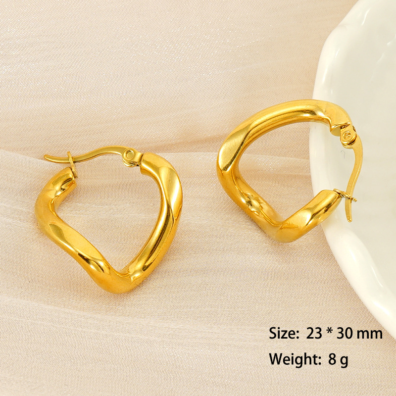 Funky PVD Coated Twisted Irregular Stainless Steel Hoop Earrings