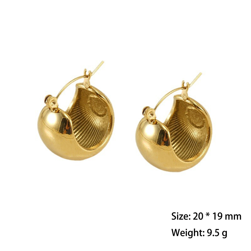 Fashion 18K Gold Plated Chunky Waterproof Hoop Earrings in Stainless Steel