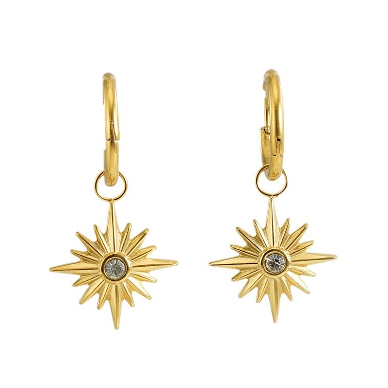 Fashionable Stainless Steel Huggie Earrings With Octopus Star Charm