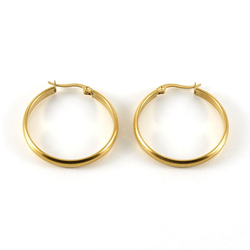 Retro Oval 316L Stainless Steel Hoop Earrings in PVD Coated