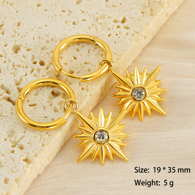 Fashionable Stainless Steel Huggie Earrings With Octopus Star Charm