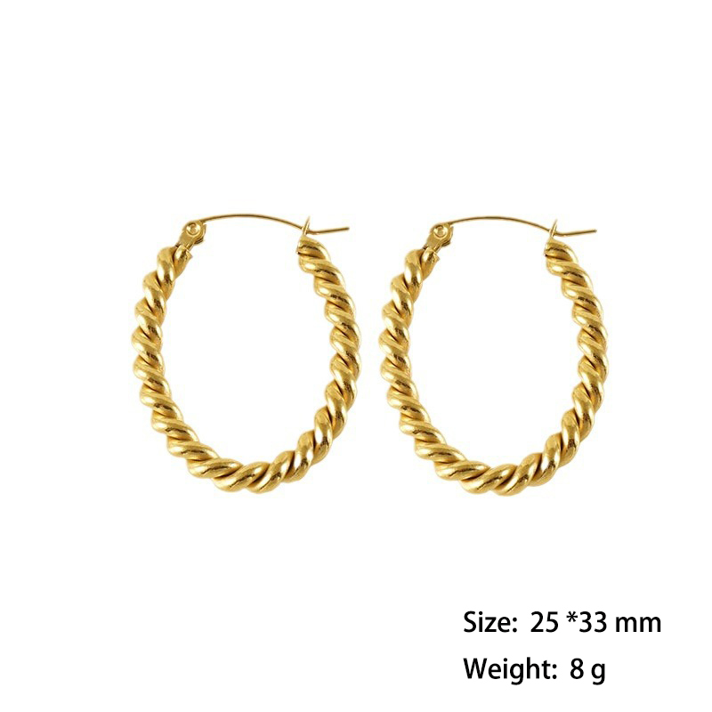 Minimalist Twisted Waterproof 316L Stainless Steel Hoop Earrings